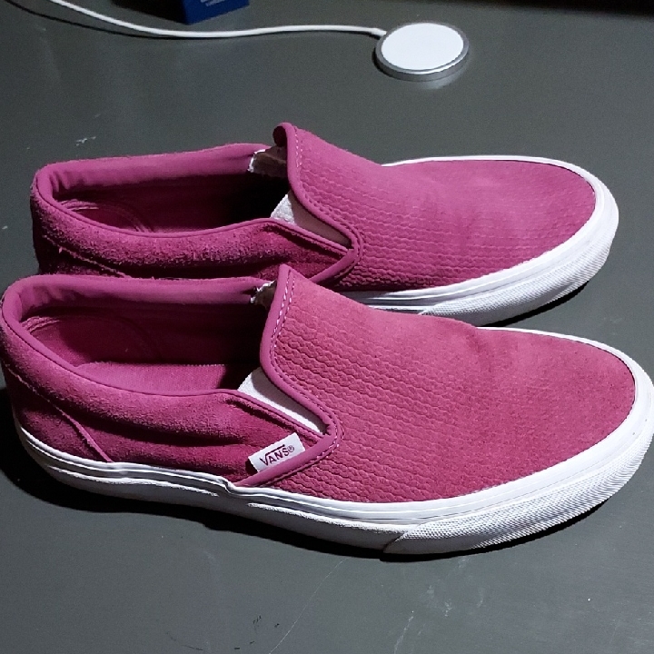 Vans Red Suade Slip-On Sneakers Size 7 (Mens) 8.5 (Women's)